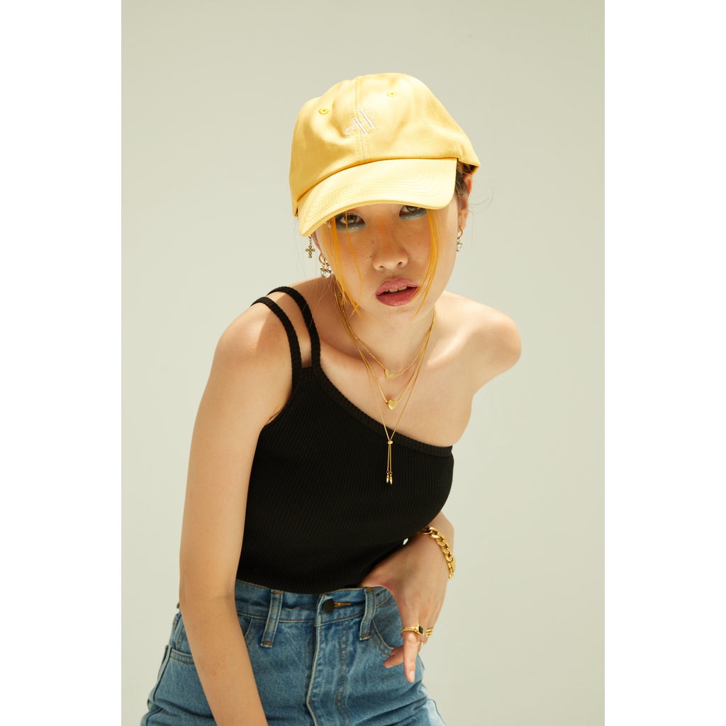 ahc000-logo-cap-mustard-หมวกผ้าcottonสกรีนโลโก้