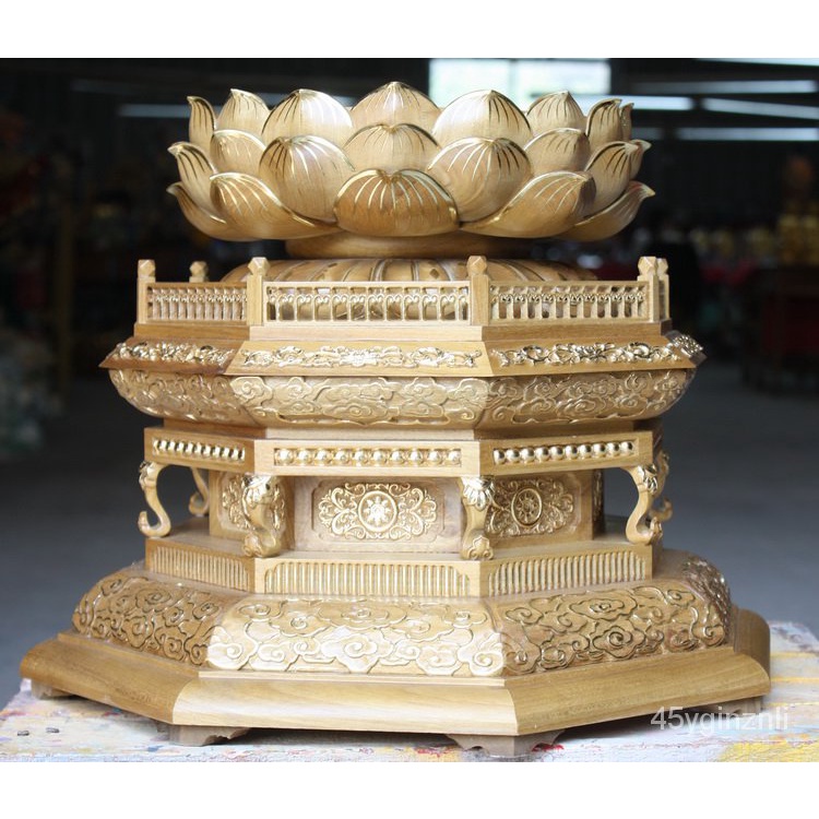 ฐานพระพุทธรูปไม้แกะสลักฐานดอกบัวแปดเหลี่ยมฐานดอกบัวไม้ไซเปรสฐานพระพุทธรูปโต๊ะตกแต่งงานฝีมือ-2b59