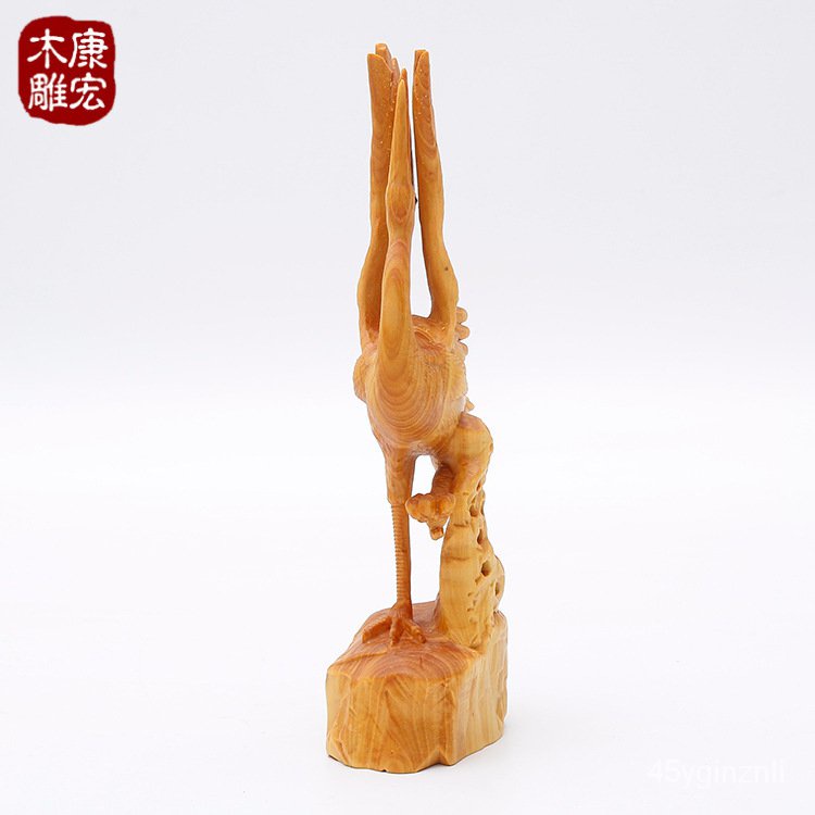 kanghong-yueqing-boxwood-ไม้แกะสลักไม้สนและนกกระเรียนแกะสลักสัตว์งานฝีมือตกแต่งงานศิลปะ-3v0d