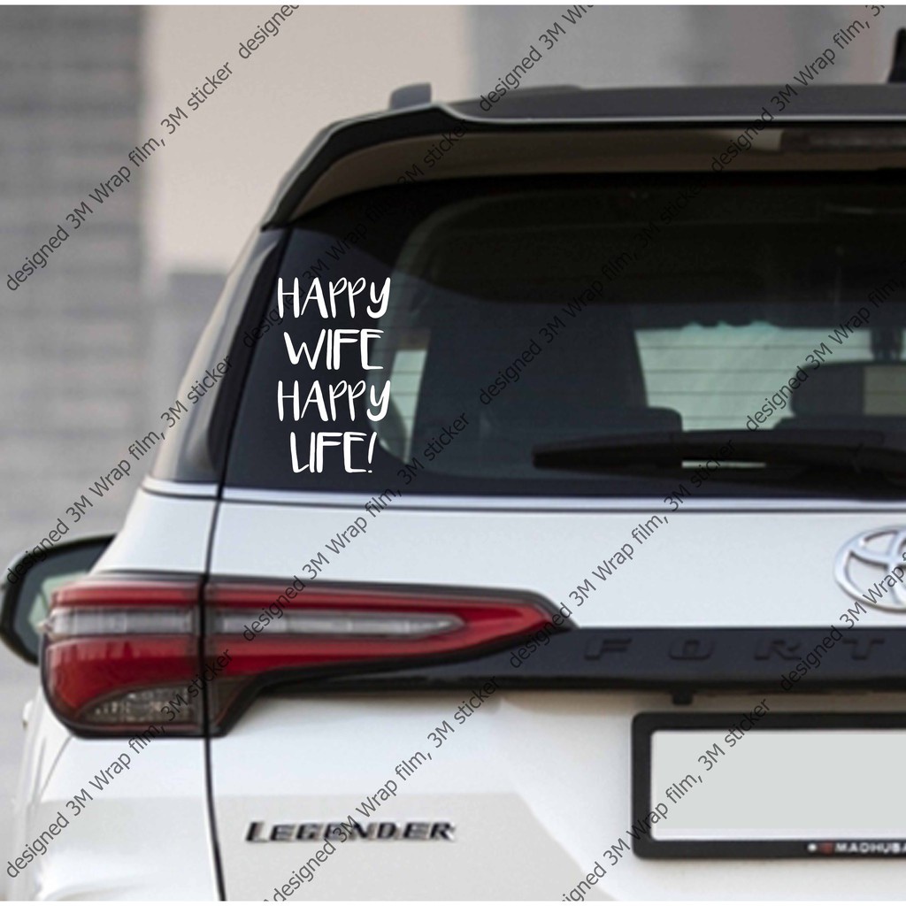 สติ๊กเกอร์-3m-ลอกออกไม่มีคราบกาว-happy-wife-happy-life-removable-3m-sticker-สติ๊กเกอร์ติด-รถยนต์-มอเตอร์ไซ