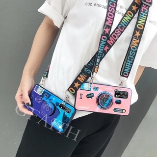 เคสโทรศัพท์ Realme 7 5G / Realme X7 Pro / Realme 7 Pro 2020 New Casing With Cute Crossbody Lanyard Kickstand Retro Camera Silicone Couple Phone Softcase For Realme 7Pro