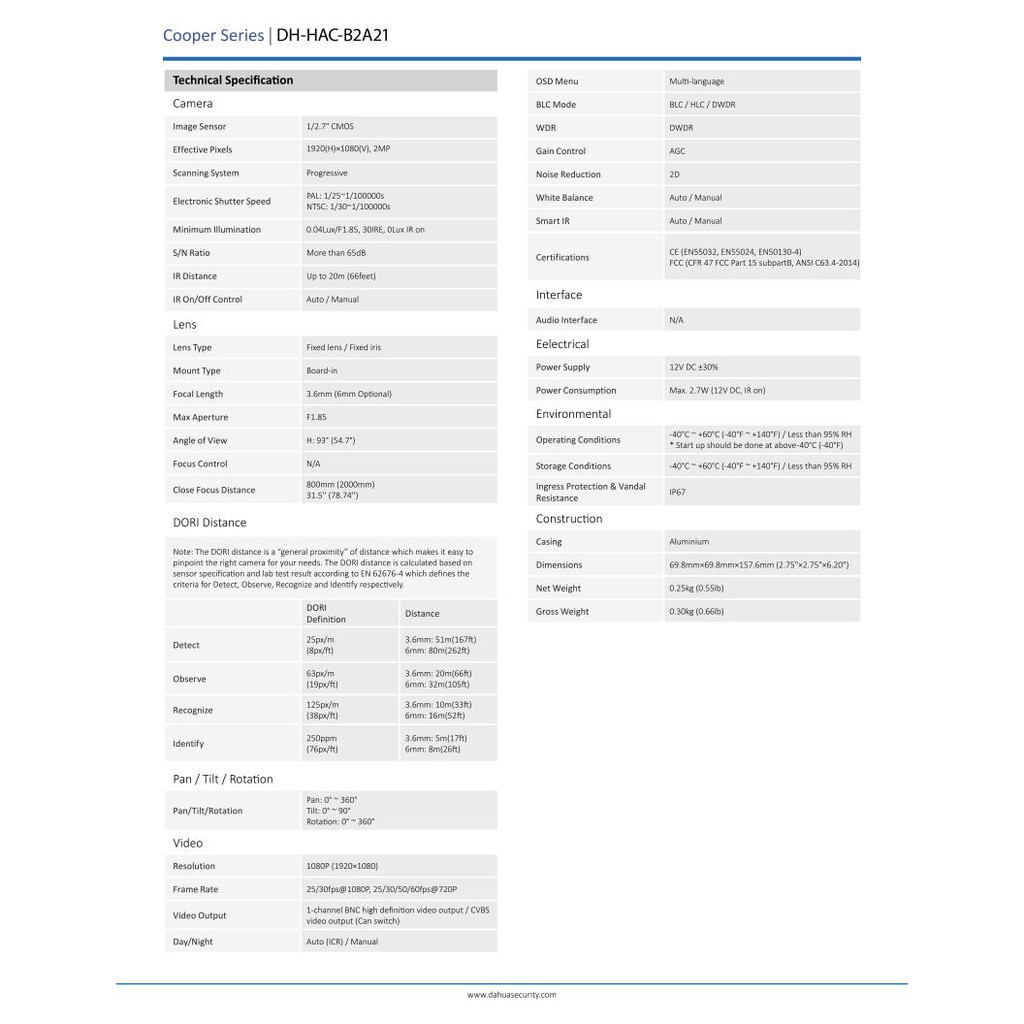dahua-กล้องวงจรปิดระบบอนาล็อก-รุ่น-hac-b2a21p-ความละเอียด-2-ล้านพิกเซล