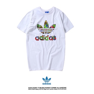 รองเท้าAdidasเสื้อยืด2020ฤดูร้อนใหม่Cool Camouflageยี่ห้อโลโก้การพิมพ์คลาสสิกสบายๆแบบสบายๆแบบสบายๆกีฬาคอกลมคู่เสื้อยืด