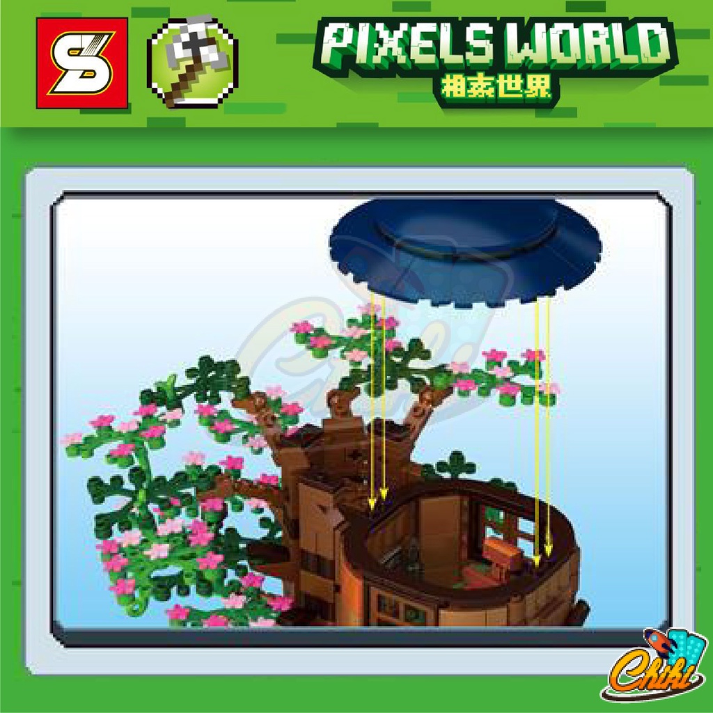 ชุดตัวต่อ-pixels-world-บ้านต้นไม้มายคาฟ-4-in-1-sy5606-จำนวน-1-285-ชิ้น