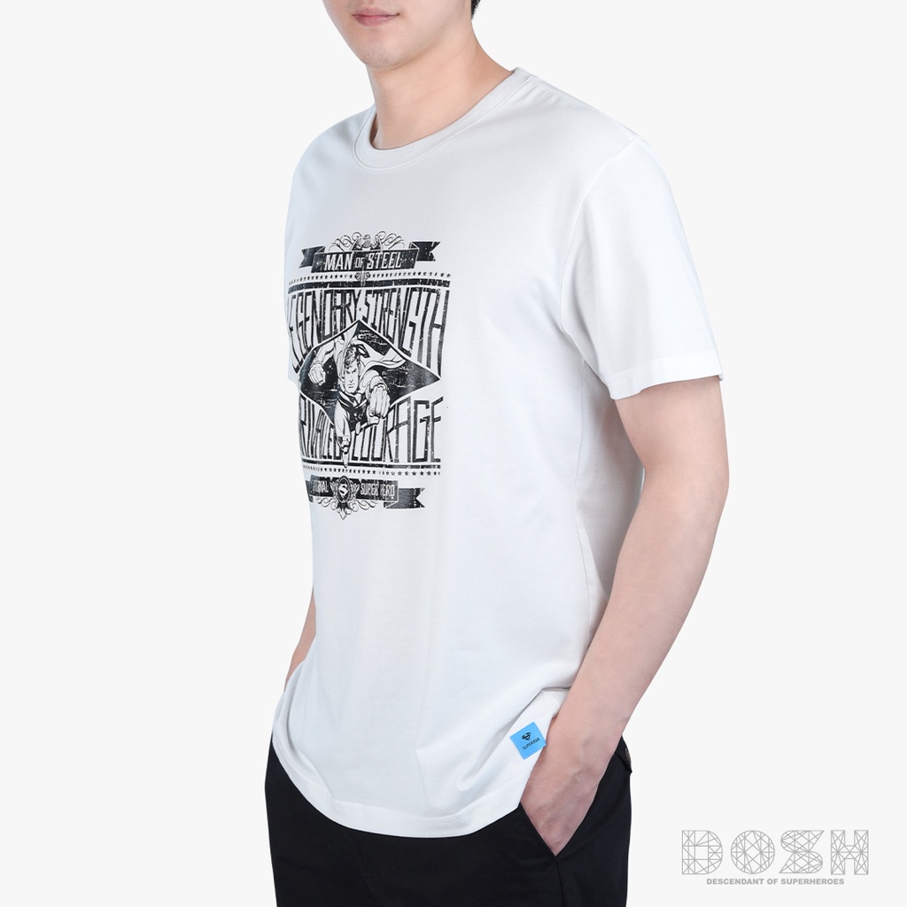 dosh-mens-t-shirts-เสื้อยืด-คอกลม-แขนสั้น-สีขาว-ลิขสิทธิ์แท้superman-dsmt5188-wh