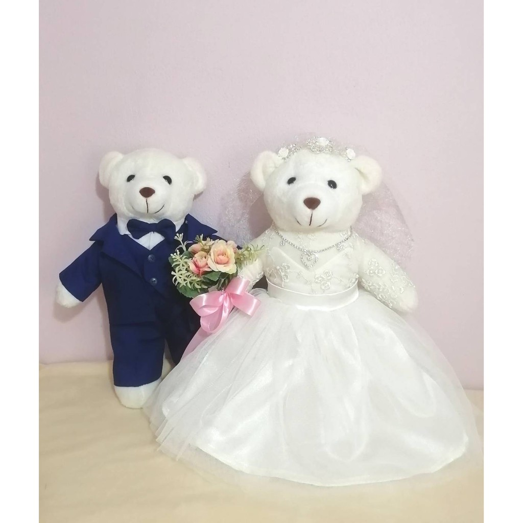 ตุ๊กตาหมีคู่ชุดแต่งงาน-บ่าว-สาว-ขนาด12นิ้ว