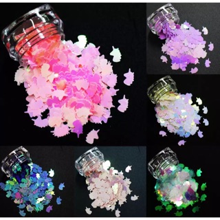 กากเพชรติดเล็บ กลิตเตอร์แต่งเล็บ รูปยูนิคอร์น มี 10 สีให้เลือก