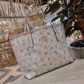 COACH CITY TOTE IN SIGNATURE CANVAS WITH MYSTICAL FLORAL PRINT