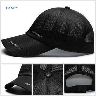 Fancy หมวกเบสบอล กันแดด ผ้าตาข่าย ระบายอากาศ พิมพ์ลายตัวอักษร เหมาะกับฤดูร้อน สําหรับผู้ชายวัยกลางคน และผู้สูงอายุ