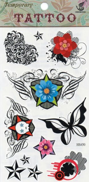 tattoo-fashion-แท็ททู-สติกเกอร์-ดอกไม้-flower-ผีเสื้อ-butterfly-hs450