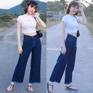 สินค้า Cc jeans 025 กางเกงยีนส์ผู้หญิง เอวสูง ทรงขาบาน ขาตัดรุ่ย