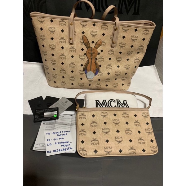 กระเป๋าสะพาย-mcm-rabbit-top-zip-shopper-med-ig-ของใหม่ไม่เคยใช้งาน-สวยมาก-อุปกรณ์-การ์ด-ใบเสร็จ-ถุงผ้า