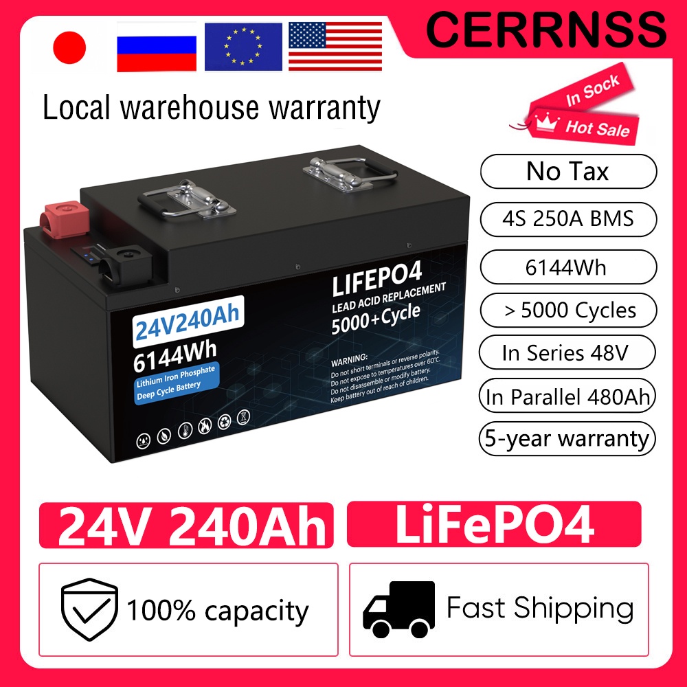 24V 200AH 240AH LiFePO4 Battery Pack Lithium Iron Phosphate Solar