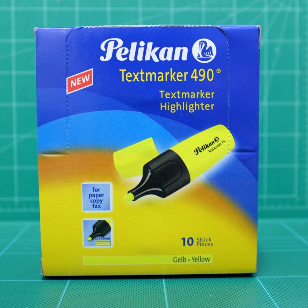 ปากกาเน้นข้อความ-ไฮไลท์-สะท้อนแสง-พีลีแกน-pelikan-textmarker-490-สีเหลือง-1ชุด-6ด้าม
