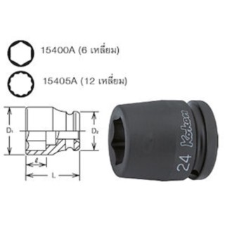 KOKEN 15405A-15/16 ลูกบ๊อกลมสั้น5/8"-12P-15/16"