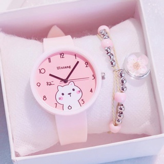 นาฬิกาข้อมือเจลลี่ ลาย Hello Kitty Sakura สีชมพู แบบเรียบง่าย สไตล์เกาหลี สําหรับเด็ก 2022