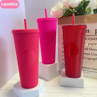  710ml Durian Diamond Water Bottle With Straws Lid Plastic Reusable Personalized Drinkware Coffee cup summer Holiday CYNTHIA