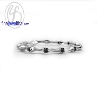 Finejewelthai-แหวนมินิมอล-แหวนนิล-นิลแท้-แหวนเงินแท้-พลอยประจำเดือนเกิด-Black-Spinel-Silver-Ring-Birthstone-R1373on