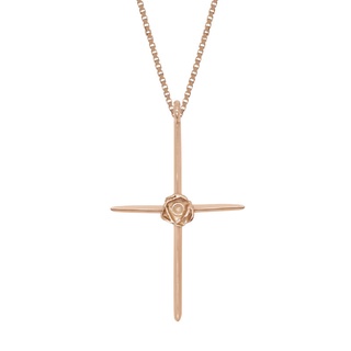 A.CEMI Anemone Cross Necklace สร้อยคอเงินแท้ ชุบทอง 18K โรสโกลว์