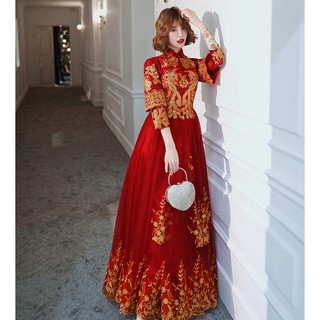 Pre-Order❤️CYWD-024❤️Wedding Dress ชุดเจ้าสาว ชุดเจ้าสาวสีแดง ชุดยกน้ำชา ชุดแต่งงาน