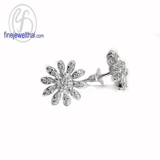 Finejewelthai-ต่างหูเพชร-เพชรสังเคราะห์-ต่างหูเงินแท้-Diamond-CZ-Silver-Earring-E1096cz00