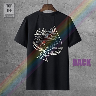 เสื้อยืดโอเวอร์ไซส์ของแท้ เสื้อยืดผ้าฝ้าย 100% พิมพ์ลายมังงะ Lucky 13 Ace Of Spades Hot Rod สไตล์ฮาราจูกุS-4XL