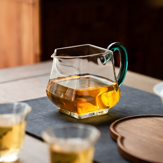 [Huayun] ชุดถ้วยชา แก้วหนา ทรงสี่เหลี่ยม ทนความร้อน สําหรับผู้ชาย พิธีชงชา