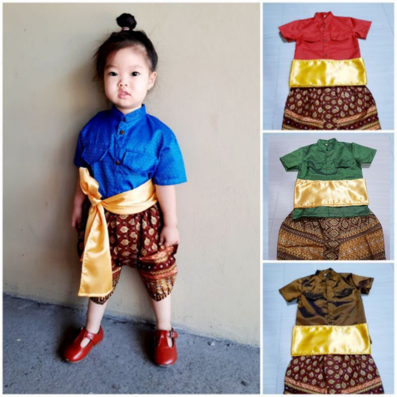 รูปภาพสินค้าแรกของชุดไทยเด็กผู้ชาย ได้ทั้งชุด เสื้อ+โจง+ผ้าคาด