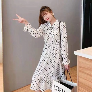 🔥Hot Sale / 22429 Polka Dot Dress 2022 Fashion Fresh Ladies Casual Slim Long Sleeve Dress