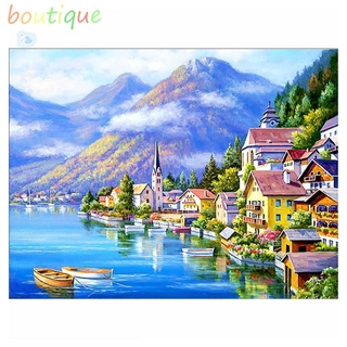 bou 40*30cm ภาพวาดปักครอสติก 5 D รูปชายหาดสําหรับตกแต่งบ้าน