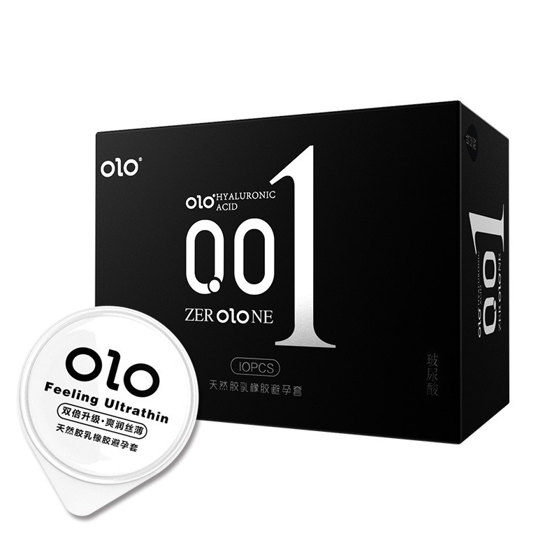 ภาพหน้าปกสินค้าOLO​ (10ชิ้น/กล่อง)​ ถุงยางอนามัย​ OlO 0.01​ บางเหมือนไม่ได้ใส่​ มีสารหล่อลื่นแบบธรรมชาติ​ No.001 52