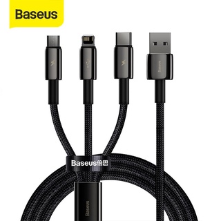 Baseus 3 In 1 สายชาร์จเร็ว Usb To M+L+C 3.5A สําหรับ Iphone 12 Pro 11 Xr สายชาร์จ Type C ไมโคร Usb 1.5 เมตร