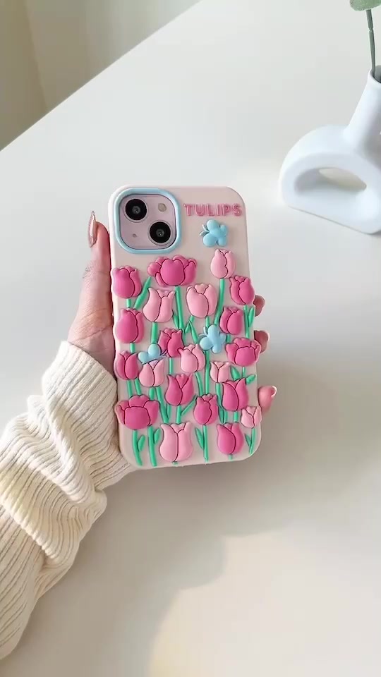 เคสโทรศัพท์-เคสซิลิโคน-เคสซิลิโคนกันกระแทก-ซิลิโคนดอกทิวลิป-ซีรีโคลนทิวลิป