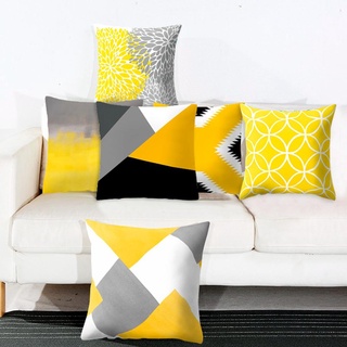 【บลูไดมอนด์】Frigg Yellow Black Geometric Pattern Square Cushion Cover Pillow Case Polyester Throw Pillows Cushions For H