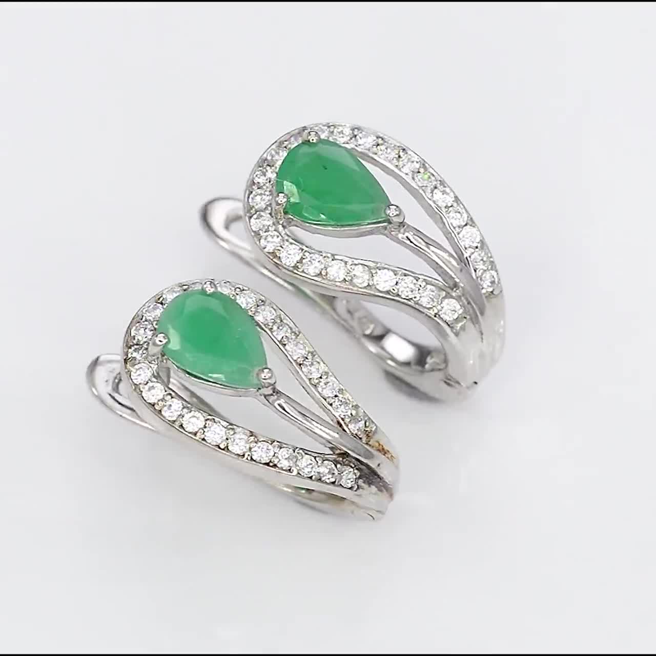 ต่างหูมรกต-เงินแท้-92-5-โรเดียม-earring-emerald-silver-92-5-plating