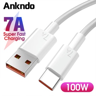 Ankndo สายชาร์จ USB Type C 7A 100W ชาร์จเร็วมาก สําหรับ Huawei P50 Mate 40 Xiaomi Samsung S22 S21