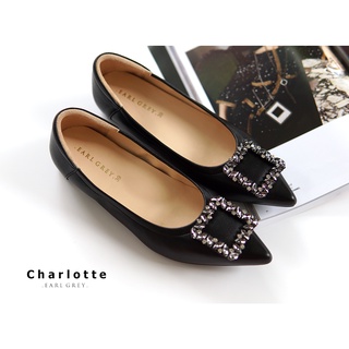 EARL GREY รองเท้าหนังแกะแท้ หนังนิ่ม พื้นนุ่ม มีซัพพอร์ต รุ่น Charlotte series in Black