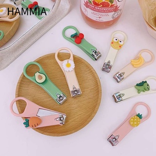 HAMMIA กรรไกรตัดเล็บ สเตนเลส แบบพกพา ลายการ์ตูน น่ารัก