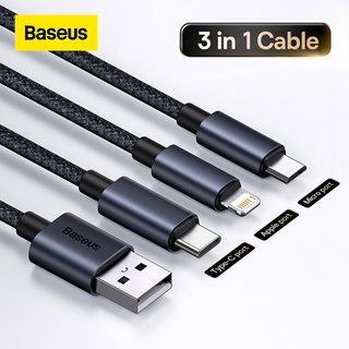 ภาพหน้าปกสินค้าBaseus 3 in 1 สายเคเบิล USB Type C สําหรับ Samsung Xiaomi Mi 9 สายเคเบิล สําหรับ i13 12 11 สายชาร์จโทรศัพท์ Micro USB สายเคเบิลข้อมูล ซึ่งคุณอาจชอบสินค้านี้