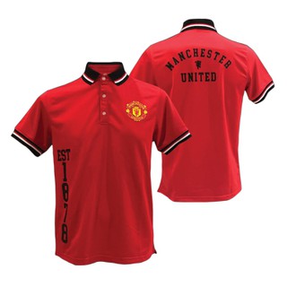 เช็คไซด์ก่อนสั่งซื้้อ !!!!!   เสื้อโปโลแมนยู ลิขสิทธิ์แท้ MUFC-002     RD  สีแดง