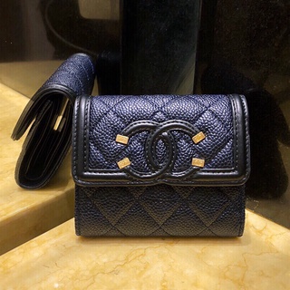 พรี ​! Chanelชาแนล กระเป๋า​บัตรกระเป๋าสตางค์หนังแท้แบรนด์เนน
