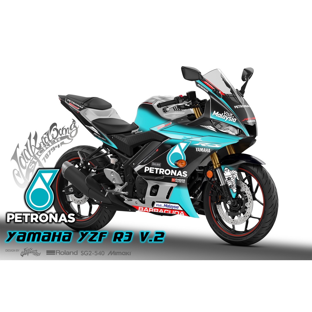 สติ๊กเกอร์แต่งลายรถ YAMAHA R3 V.2 2021 ลาย Petronas | Shopee Thailand