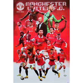 โปสเตอร์ นักฟุตบอล แมนเชสเตอร์ยูไนเต็ด MANCHESTER UNITED 2023 POSTER 24”X35” นิ้ว Football