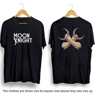 เสื้อยืดคอกลม พิมพ์ลาย Marvel Moon Knight fight สีดํา สีขาว แฟชั่นสําหรับผู้ชาย และผู้หญิง