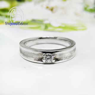 Finejewelthai แหวนเพชร-แหวนเงิน-เพชรสังเคราะห์-เงินแท้-แหวนหมั้น-แหวนแต่งงาน-Diamond CZ-Silver-Wedding-Ring - R1254cz