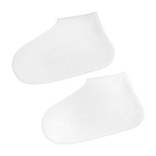Dee-Double 🔥ถุงเท้าซิลิโคนสำหรับสวมรองเท้า🔥SIZE L สีขาว ป้องกันเชื้อโรค กันเปียก ยืดหยุ่นสูง เก็บง่าย ถุงมือทำความสะอาด