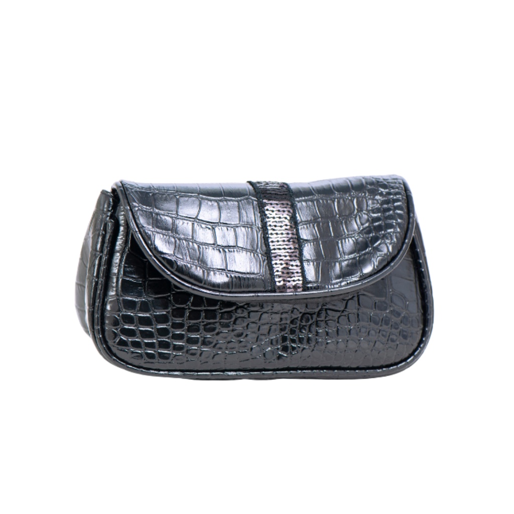 bsc-wrinkle-drama-bag-กระเป๋าใส่ของ-หรือ-เครื่องสำอาง-กระเป๋าถือ-ลายหนังจระเข้-สีดำ