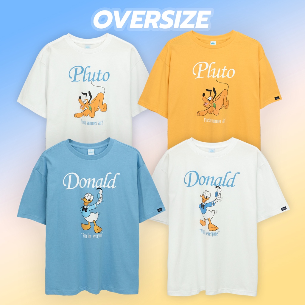 disney-men-donald-duck-and-pluto-oversized-t-shirt-เสื้อผู้ชายโอเวอร์ไซส์-ดิสนี่-ลายโดนัลด์-ดั๊ก-และ-พลูโต-สินค้าลิขสิทธ์แท้100-characters-studio
