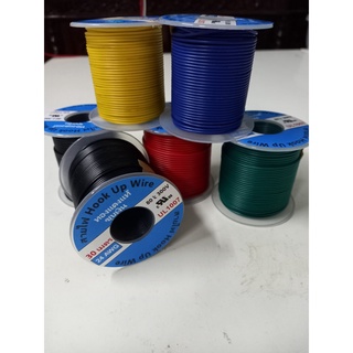 สายไฟ เดินเครื่อง แกนฝอย  ขนาด 24 AWG มาตราฐาน UL1007 80°C 300V 30 เมตร (100ft), สายไวริ่ง (Hook Up Wire)