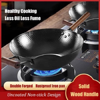 ✶♂❃High Quality Iron Wok Cookware Honeycomb Non-coating Non-stick Pan For Induction Gas Stoves Flat Bottom Wok